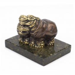 Статуэтка &amp;quot;Пара бегемотов средние&amp;quot; бронза змеевик