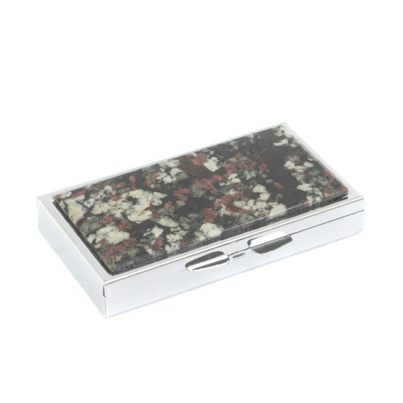 Таблетница на 7 отделений камень эвдиалит серебристая 127356