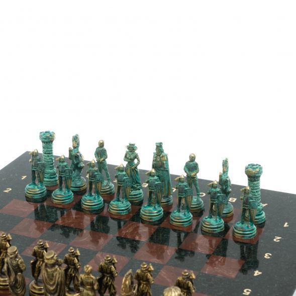 Шахматы &amp;quot;Рыцари&amp;quot; фигуры бронза / патина 28х28 см из лемезита 128216