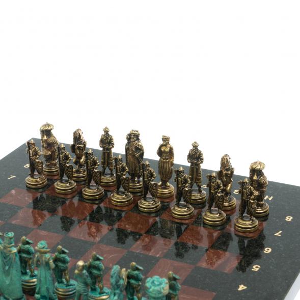 Шахматы &amp;quot;Рыцари&amp;quot; фигуры бронза / патина 28х28 см из лемезита 128216