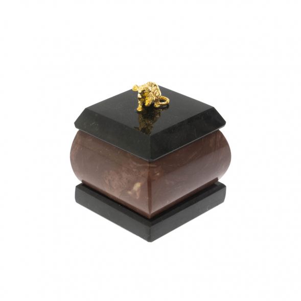 Шкатулка &amp;quot;Мышка&amp;quot; из камня лемезит 4,5х4,5х6 см 128748