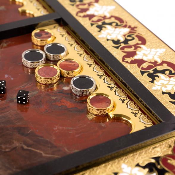 Эксклюзивные нарды &amp;quot;Орнамент&amp;quot; камень яшма Златоуст 120920