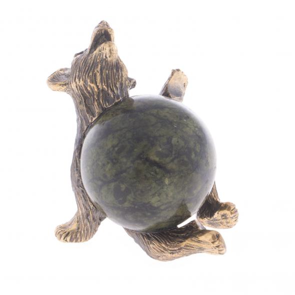 Декоративная фигурка &amp;quot;Медведь с шаром сидит&amp;quot; бронза камень 122069